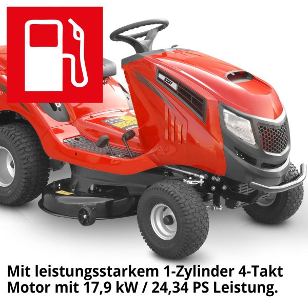 Aufsitzmäher mit Benzintanksymbol