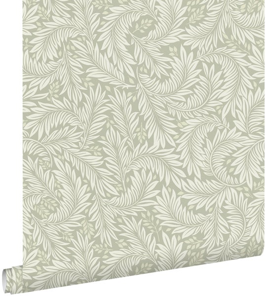 ESTAhome Tapete Blätter Hell Graugrün - 50 x 900 cm - 131142