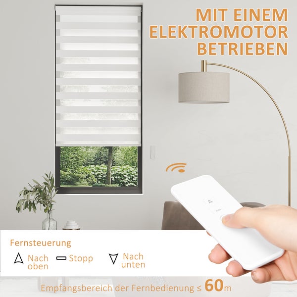 HOMCOM, Elektrischer Rollo, Fensterrollo mit Fernbedienung, 90L x 7B x 180H cm, Polyester, Weiß