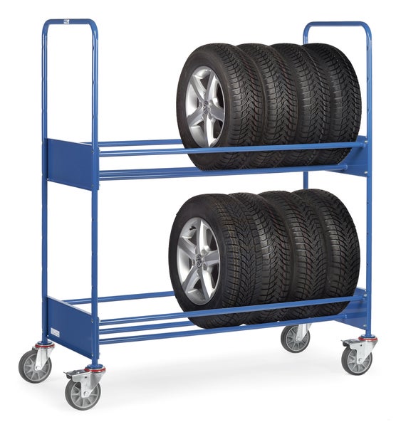 Blauer Reifenwagen mit Reifen