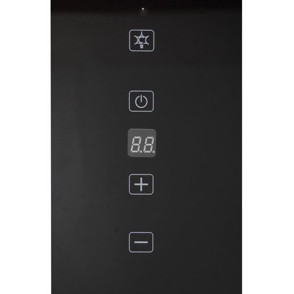 Bedienfeld mit Touch Steuerung für Weinkühlschrank mit Lichtschalter, Ein-Aus Schalter, Temperaturanzeige und Tasten zur Einstellung der Temperatur.