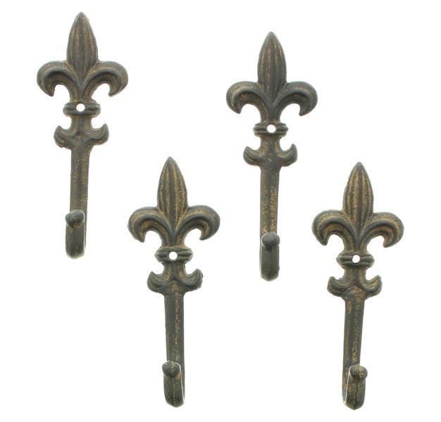 FRANK FLECHTWAREN | Dekohaken Antik, 4er Set, METALL, 6 x 4 x 16 cm