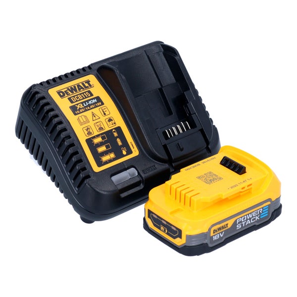 DeWalt DCB115 Schnellladegerät mit einem DeWalt Powerstack 18 Volt Akku