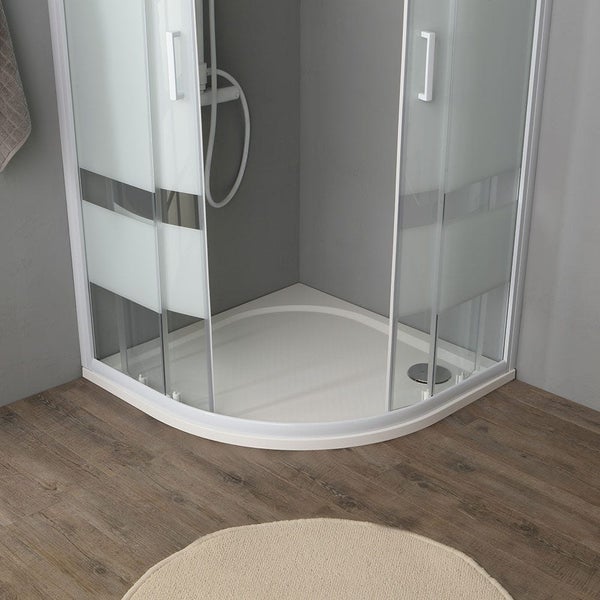 Elegante Viertelkreisdusche 80cm mit Glasdekor Querstreifen | Venere