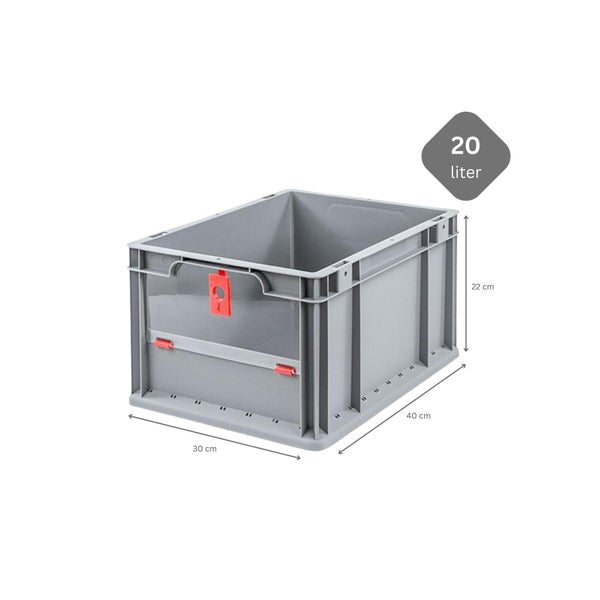 PROREGAL SparSet 10x Eurobox NextGen Insight Cover HxBxT 22 x 30 x 40 20 Liter Niedrig/Rot Eurobehälter Transportbox