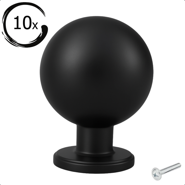 Zehnerpackung schwarze Möbelknöpfe mit Schraube