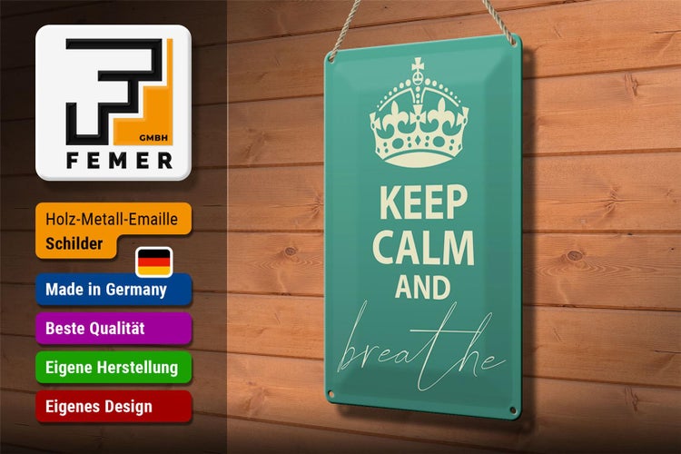 Blechschild Spruch 20x30cm Keep Calm and breath