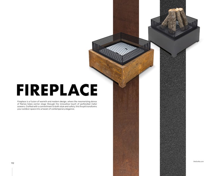 The Favilla Fireplace Feuerschale Schwarz-Corten – Feuerstelle aus Cortenstahl mit schwarzer Pulverbeschichtung – 55 x 55 x 37 cm – Rost-Look & edles Design – vormontiert & wetterfest – 16 kg