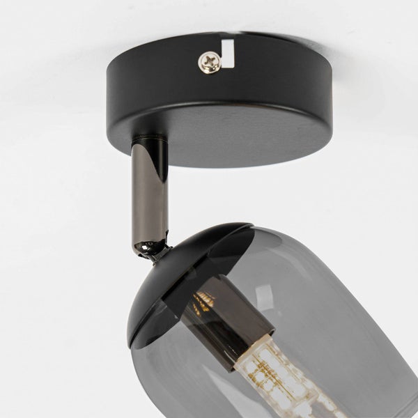 Deckenleuchte mit grauem Glasschirm