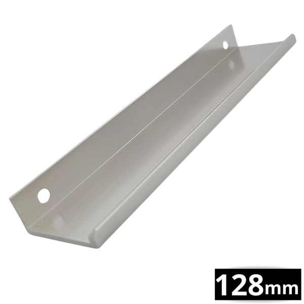 Möbelgriff, Kantenprofilgriff aus Metall, Lochabstand 128 Millimeter.