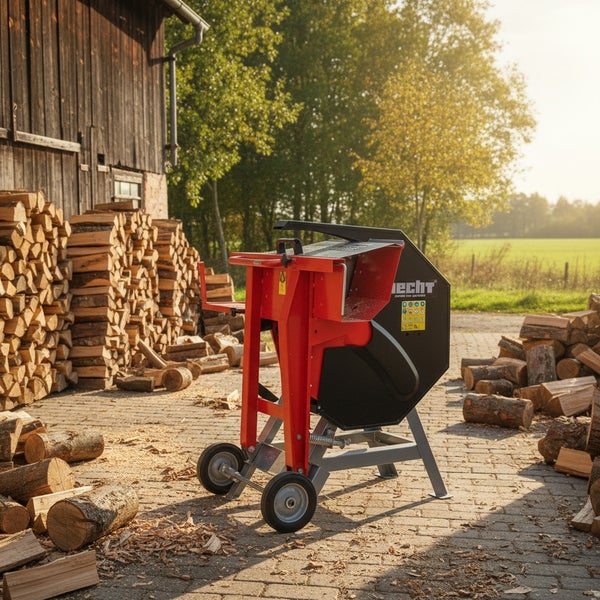 Brennholzsäge zum Schneiden von Holzstücken mit Rädern