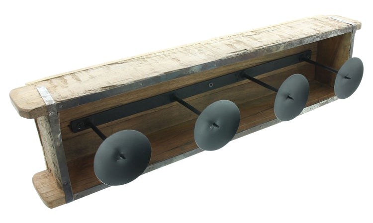 FRANK FLECHTWAREN | Kerzenhalter Ziegelform, HOLZ, METALL, 56 x 14 x 14 cm