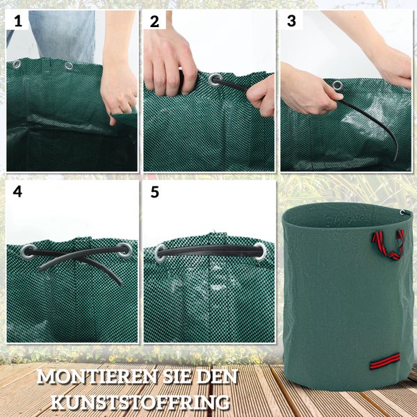 Outsunny Gartensack 3x300L wasserdicht Gartenabfallsack mit Griffe, stabil Laubsack, selbststehend Gartensäcke mit UV Schutz, wiederverwendbare Gartenabfallsäcke für Gartenabfälle Grünschnitt