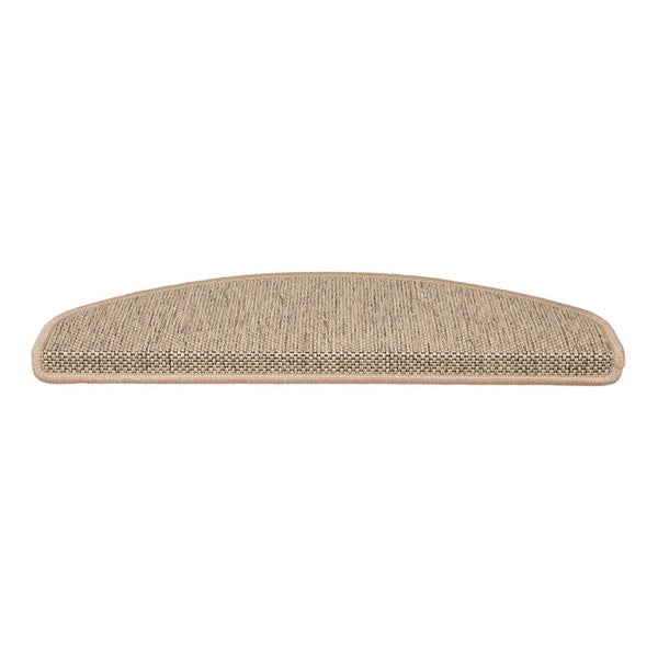 FLOORDIREKT Stufenmatte Sabang - Sisaloptik - Gekettelter Rand & Selbstklebend - Beige - 23,5 x 65 cm - Halbrund