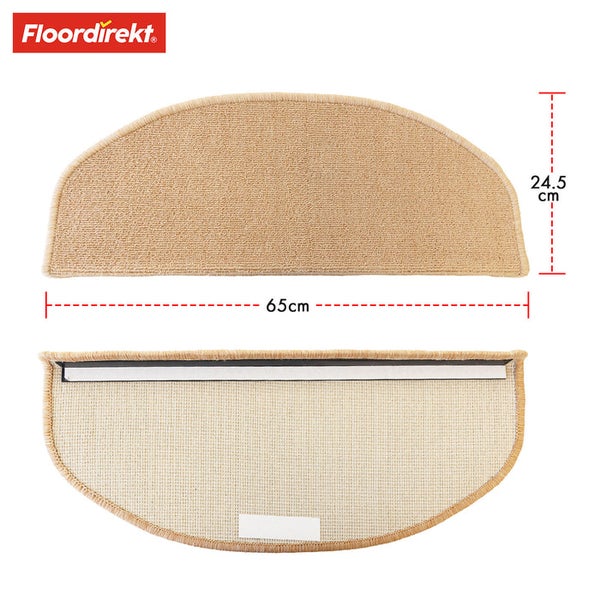 FLOORDIREKT Stufenmatte London - mit Umkettelung - Apricot - Halbrund - 23,5 x 65 cm