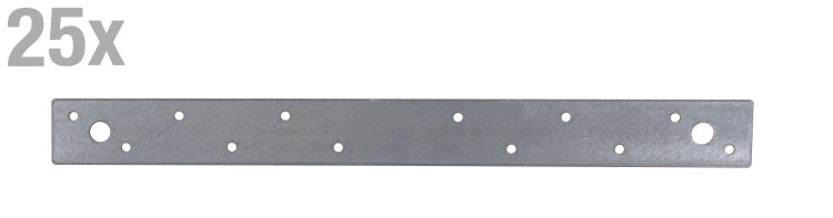 Set aus 25 Flachverbindern aus Metall mit vorgebohrten Löchern zur stabilen Holzverbindung