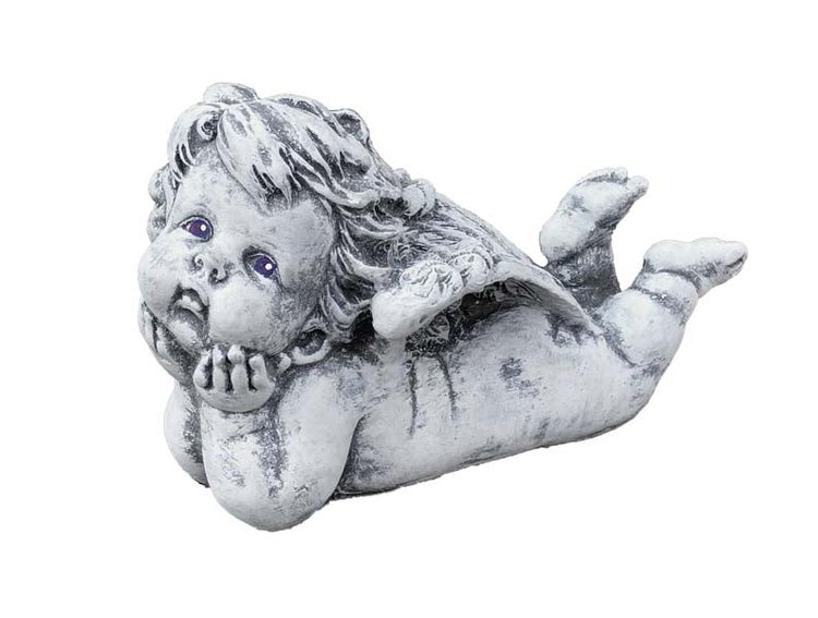 Engel Gartenfigur aus Steinguss liegend
