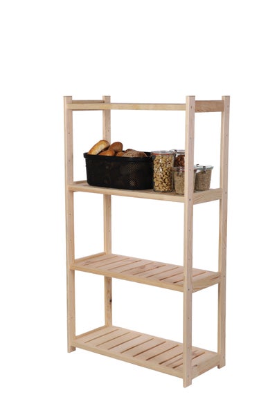 PROREGAL Holzregal SPREEWALD HxBxT 124x70x33cm 4 Ebenen Massives Kiefernholz Natur