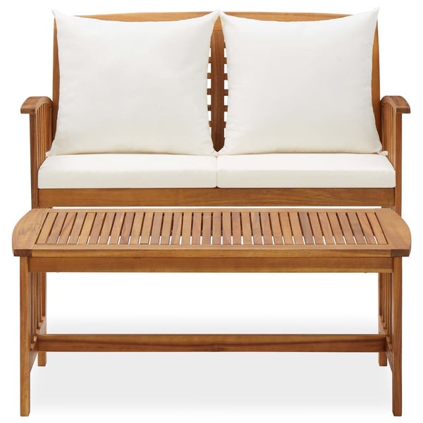 2-tlg. Garten-Lounge-Set mit Kissen Massivholz Akazie