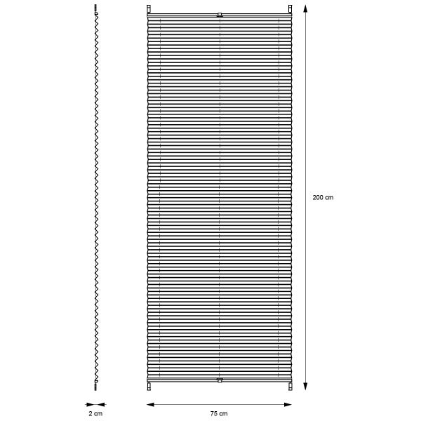 ECD Germany Plissee Klemmfix ohne Bohren 75x200 cm Schwarz Blickdicht Sonnen- und Sichtschutz Faltrollo Jalousie mit Klemmträger für Fenster & Tür EasyFix Plisseerollo Lichtdurchlässig Fensterrollo