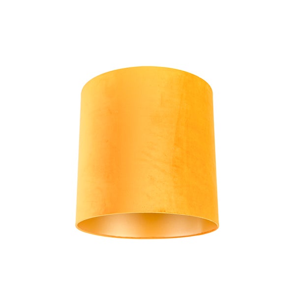 Velourslampenschirm gelb 40/40/40 mit goldener Innenseite