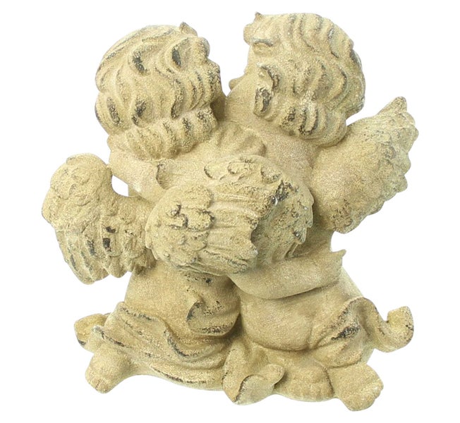 FRANK FLECHTWAREN | Engelpaar Küsschen, POLYRESIN, 18 x 12 x 19 cm