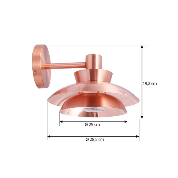 Lucande Wandleuchte außen Thais (spritzwassergeschützt (Modern) in Kupfer aus Edelstahl (1 flammig, E14) - Außenwandleuchten Wandlampe Led Außenlampe Outdoor für Außenwand/Hauswand Haus