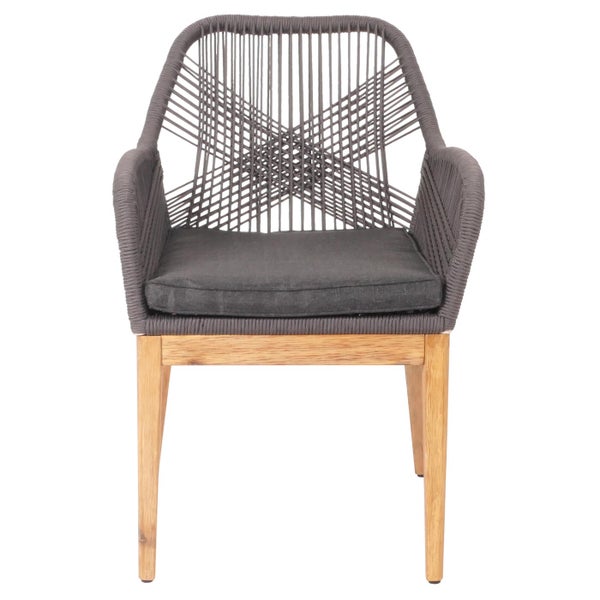 Gartenstuhl mit Kordelbespannung und Holzbeinen