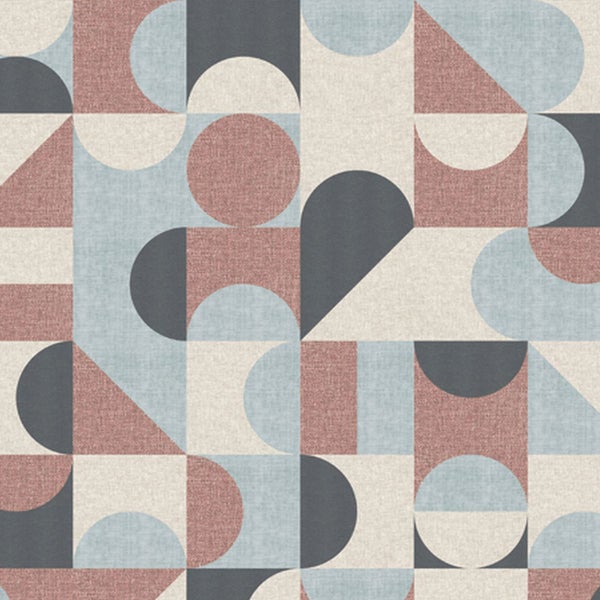 Tapete mit geometrischem Muster aus Kreisen, Dreiecken und Quadraten