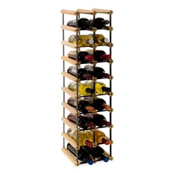 PROREGAL Modulares Weinregal Vinotega Mod Metal HxBxT 92,5 x 22,5 x 24,5 cm 2 x 9 Flaschen Massives Kiefernholz Natur