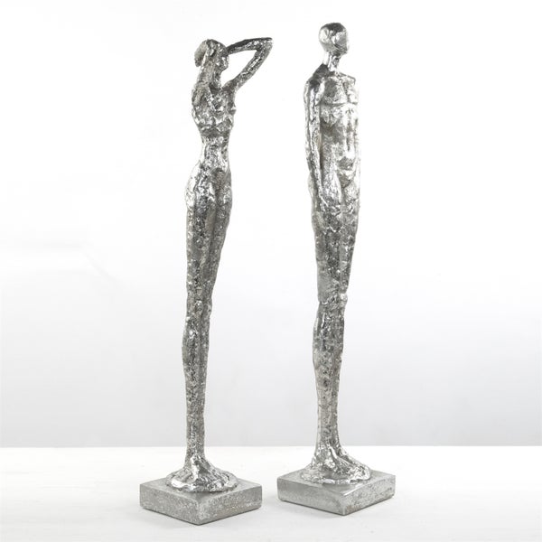 Skulptur-Set Millenium 2-teilig Poly-Kunststein silber