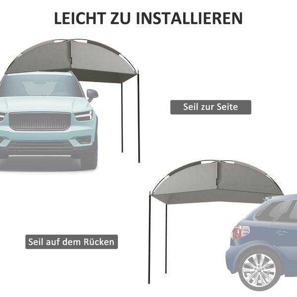 Outsunny Automarkise Wasserdichtes Auto Markisen Zelt, Regenschutz, Sonnenschutz, Leichte Tragbare für Lkw, Wohnmobil, 2,9 x 2,8 x 2,3-2,6 m