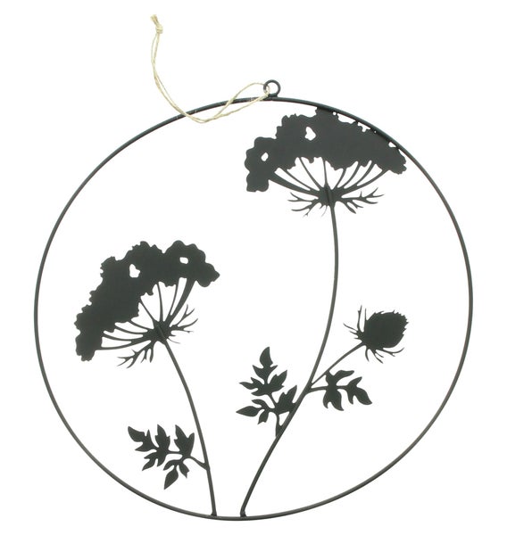 FRANK FLECHTWAREN | Hänger Blumen, METALL, SISAL, 35 x 0,5 x 52 cm