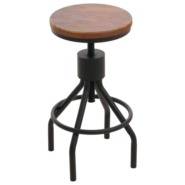 Verstellbarer Barhocker mit Holzplatte und Metallgestell