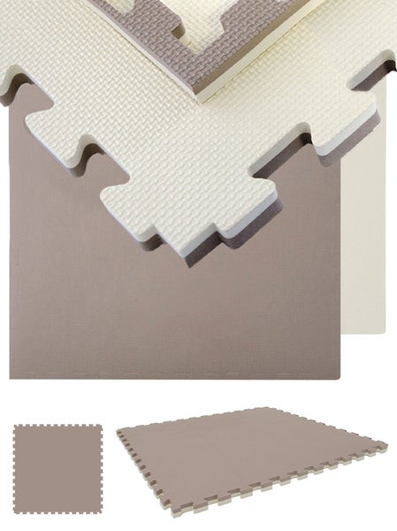 0.8qm Kampfsportmatte 4cm - Judo Matte für Zuhause 90x90cm Beige Braun