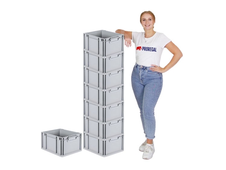 PROREGAL Spar Set 8x Eurobox Nextgen Economy Griffe Geschlossen HxBxT 22 x 30 x 40 cm 20 Liter Eurobehälter Transportbox Transportbehälter