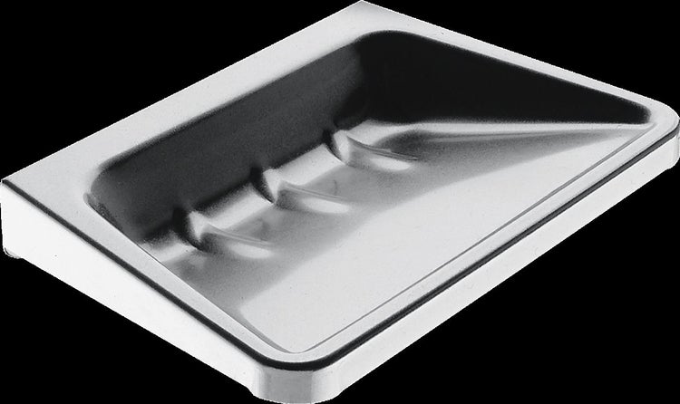 Rechteckige Seifenschale aus Metall mit Ablaufrillen