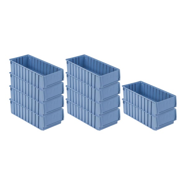 PROREGAL SparSet 10 x Regalkasten 500 BH Mit Etikett und Schutzhaube HxBxT 14 x 23,4 x 50 cm 12,6 Liter Sichtlagerkasten Sortimentskasten