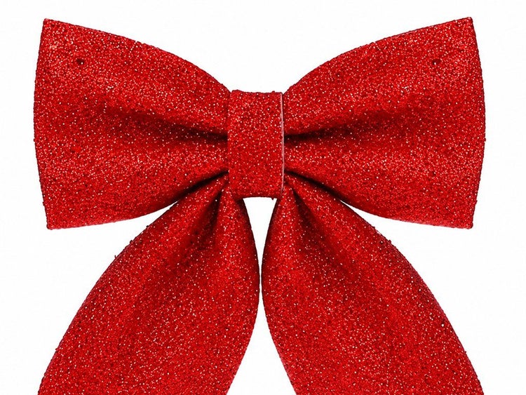 Dekorative Schleife mit Glitzeroberfläche für die Weihnachtsdekoration