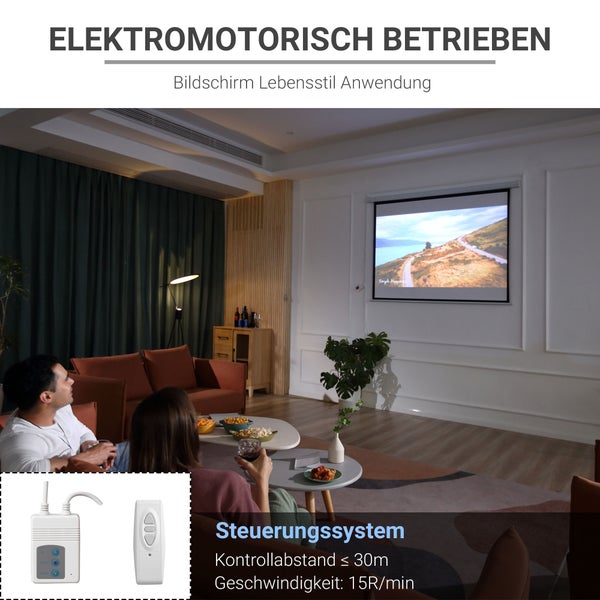 HOMCOM Leinwand, 171L x 130H cm, Kunststoff, Metall, Weiß