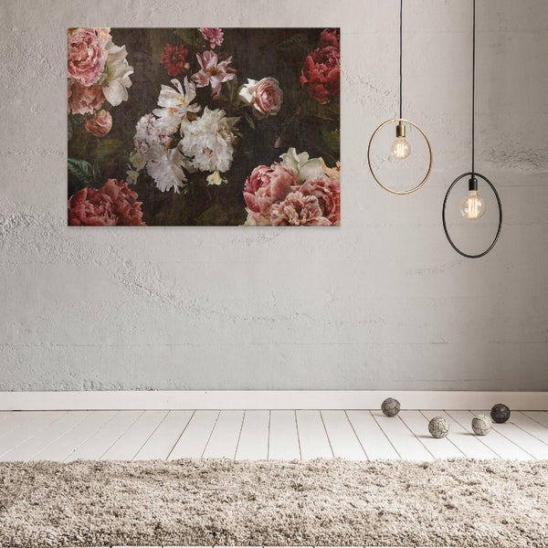 Leinwandbild Blumen Vintage Bilder Wohnzimmer 100X70 cm