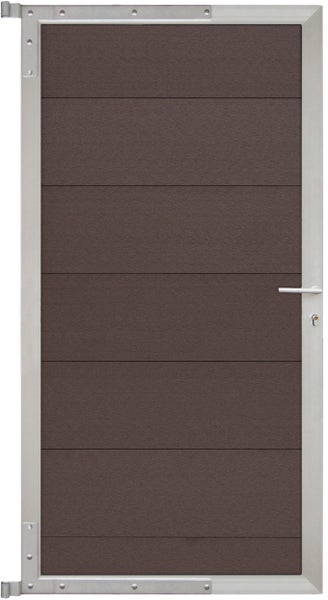 GartenLand Steckzauntor Ameland ca. 90 x 175 cm WPC Schokobraun Aluminium Silber