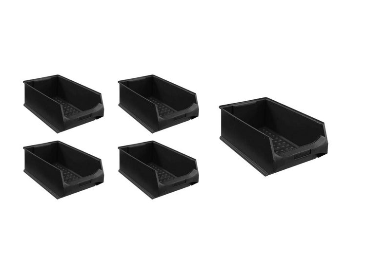 PROREGAL SparSet 5x Leitfähige Sichtlagerbox 5.0 HxBxT 20 x 30 x 50 cm 21,8 Liter ESD Sichtlagerbehälter