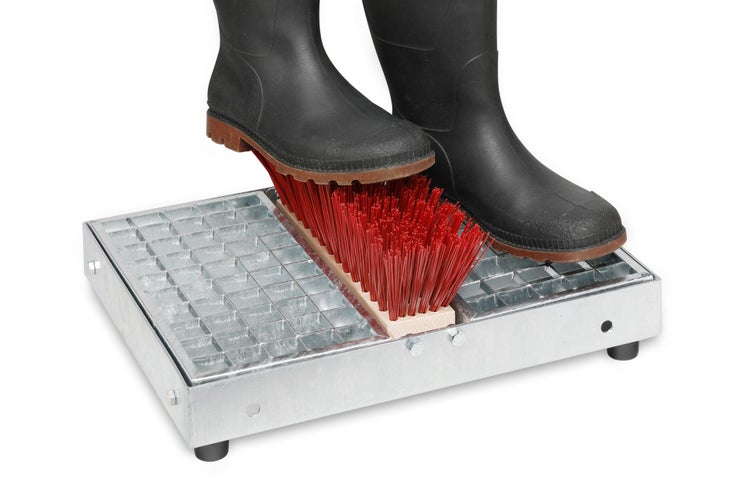 PROREGAL Robuster Schuhreiniger Mit Bürste HxBxT 45,5 x 35,5 x 17 cm Stahl Gitterrost Silber