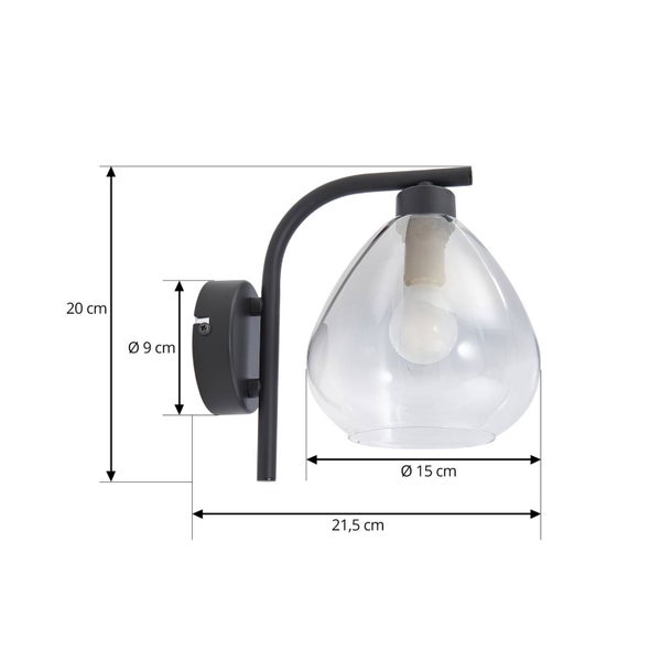 Lindby Wandleuchte, Wandlampe Innen Pendura (Modern) in Alu aus Glas (1 flammig E14) - Wandstrahler Wandbeleuchtung Schlafzimmer / Wohnzimmer Wohnzimmerleuchte