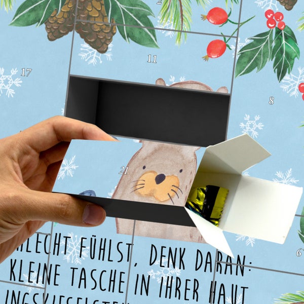 Mr. & Mrs. Panda Befüllbarer Adventskalender Otter Stein - Blau Pastell