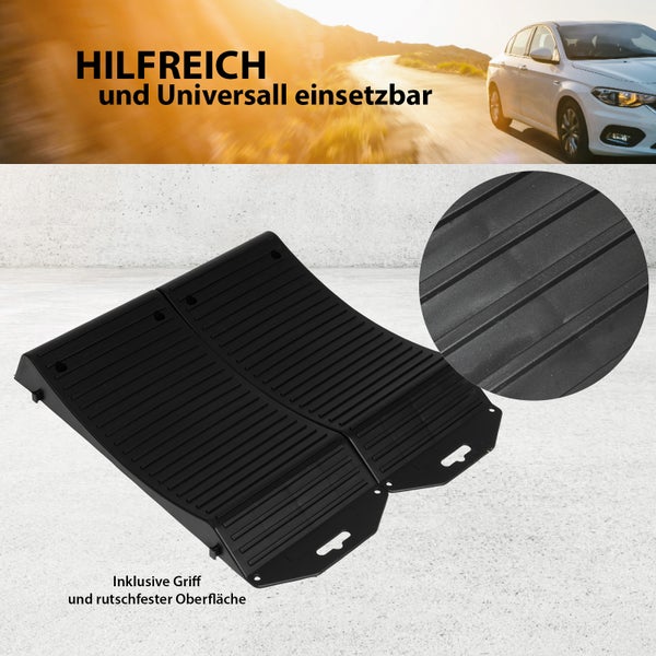 Schwarze Anfahrhilfe für Fahrzeuge mit Griff und rutschfester Oberfläche