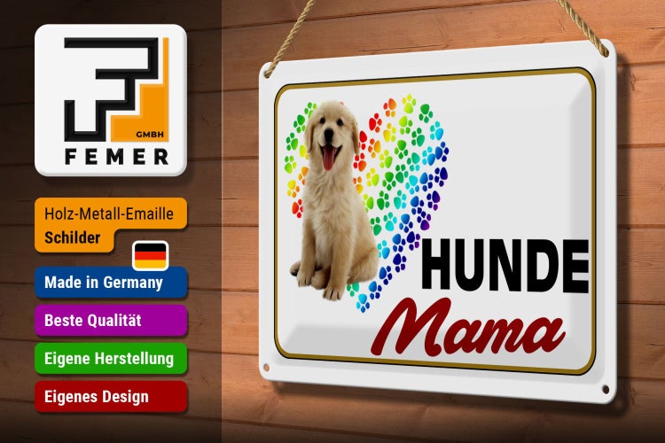 Blechschild Spruch 30x20cm Hunde Mama Herz