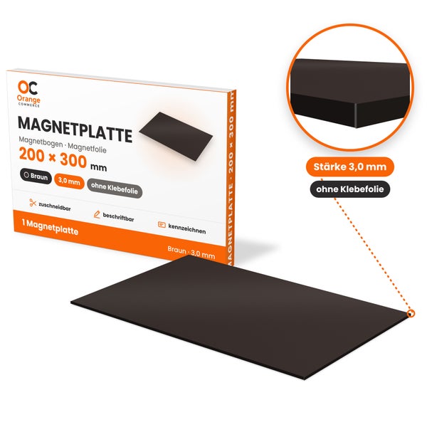Orange Commerce Magnetplatte 200 mal 300 Millimeter mit 3 Millimeter Stärke ohne Klebefolie