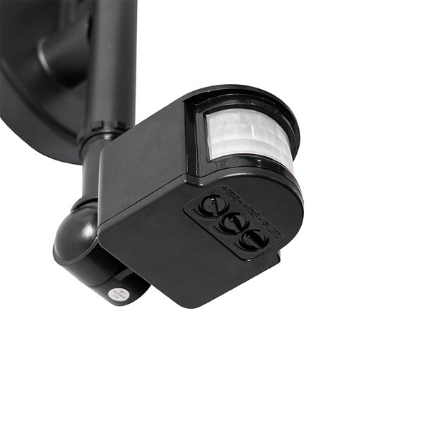 Außen-Bewegungsmelder mit Einstellreglern für Empfindlichkeit, Zeit und Lichtintensität.